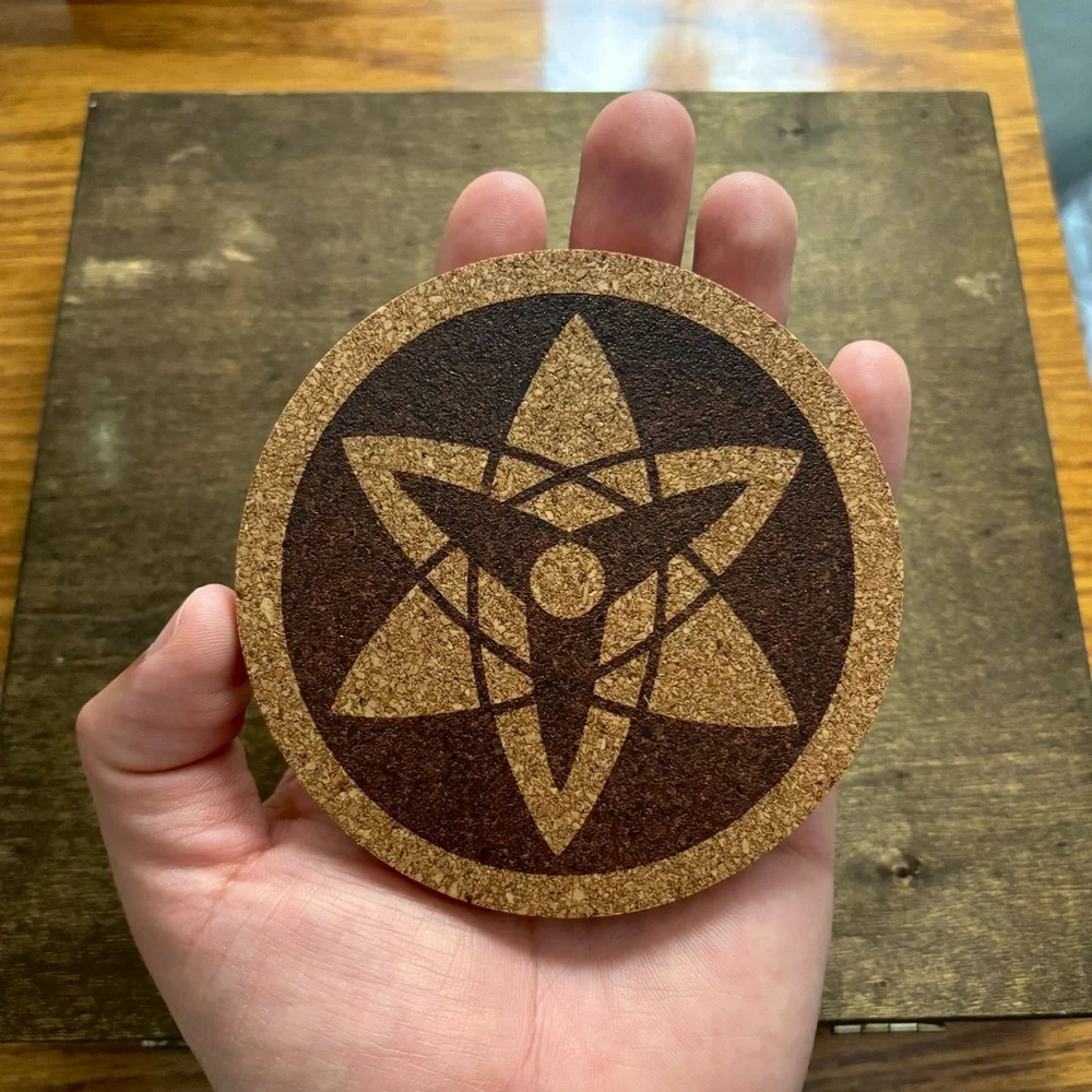 Naruto Sasuke Eternal Mangekyou Sharingan Laser Engraved Cork Coaster